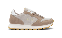 SNEAKER ALLY GLITTER TEXTILE IN MESH E SUEDE STONE